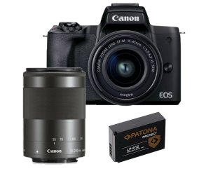 Canon EOS M50 Mark II + EF-M 15-45mm IS STM + EF-M 55-200mm IS STM + akumulator LP-E12