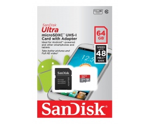 Karta 64GB Sandisk microSDXC ULTRA 48MB/s Class 10 + Adapter SD 