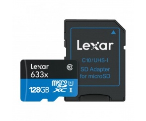 LEXAR microSDXC 128GB 633x 95MB s U1 C10 + adapter SD