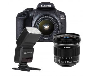 ZESTAW Canon 2000D + 10-18 STM + LAMPA QuadraLite STROBOSS 36