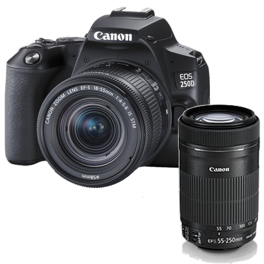 Zestaw Canon 250D + 18-55 IS STM + 55-250 IS STM